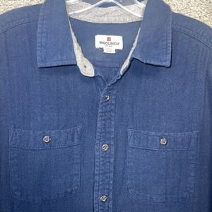 Woolrich Shirt Men's Size XL Solid Blue Flannel Button Up Pockets 89090‎